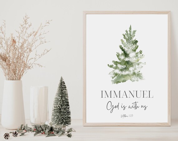 Immanuel God Is With Us Matthew 123 Christmas Decor Rustic Holiday Christian Gift Minimalist Art Bible Verse Wall Scripture
