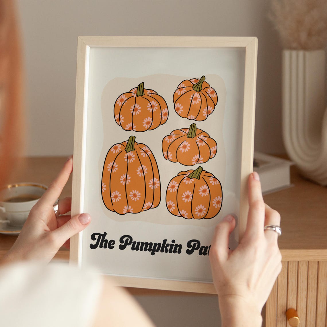 The Pumpkin Patch Daisy Decorated Pumpkins Fall Halloween Poster - Image 3
