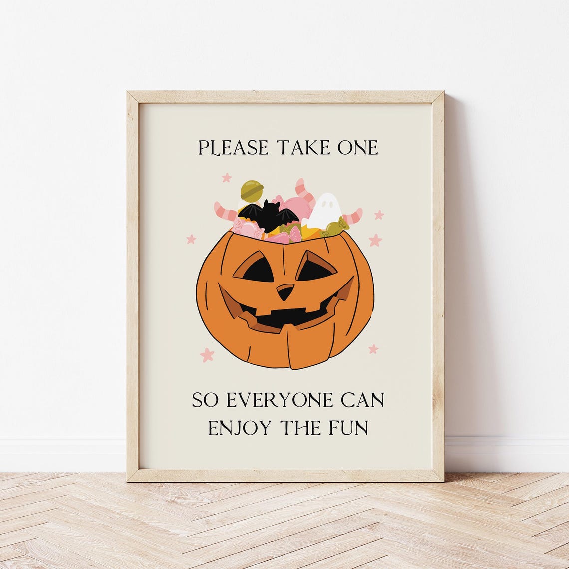 Please Take One Halloween Candy Bowl Sign Jack O Lantern Print