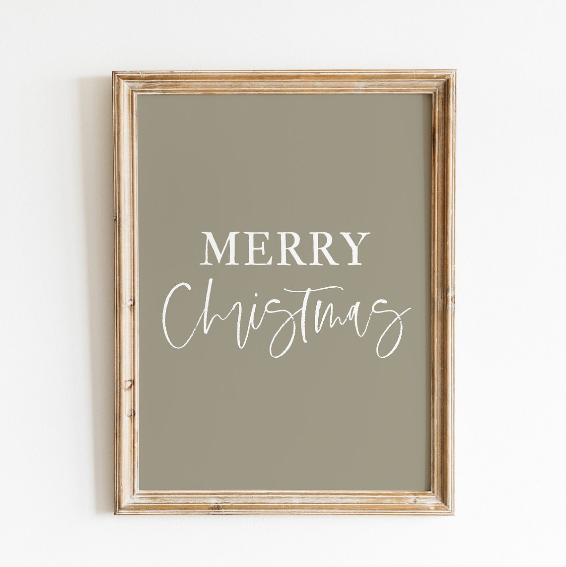 Merry Christmas Script Sage Green Modern Holiday Typography Poster - Image 3