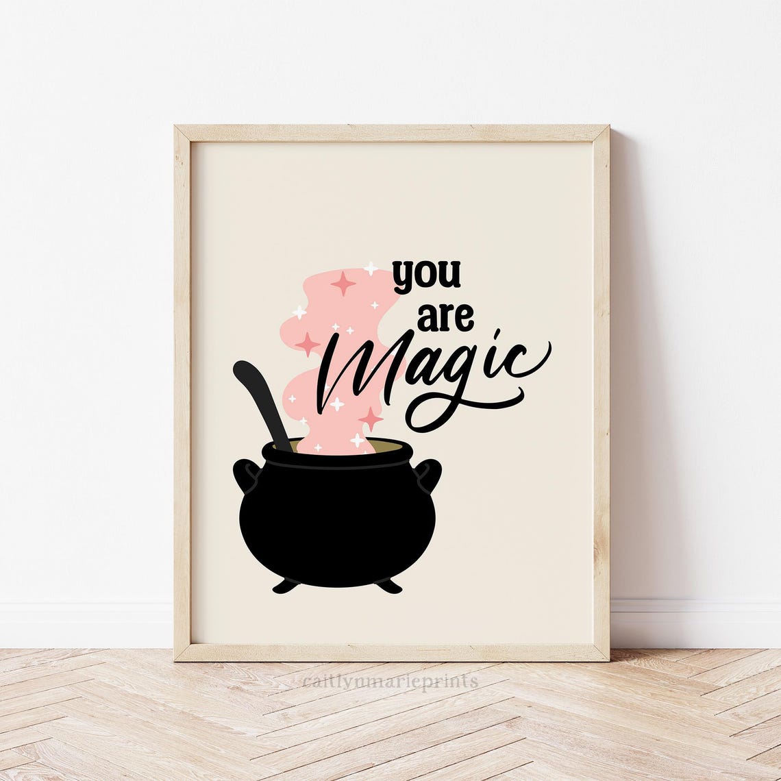 You Are Magic Witch Cauldron with Pink Steam Halloween Art Print