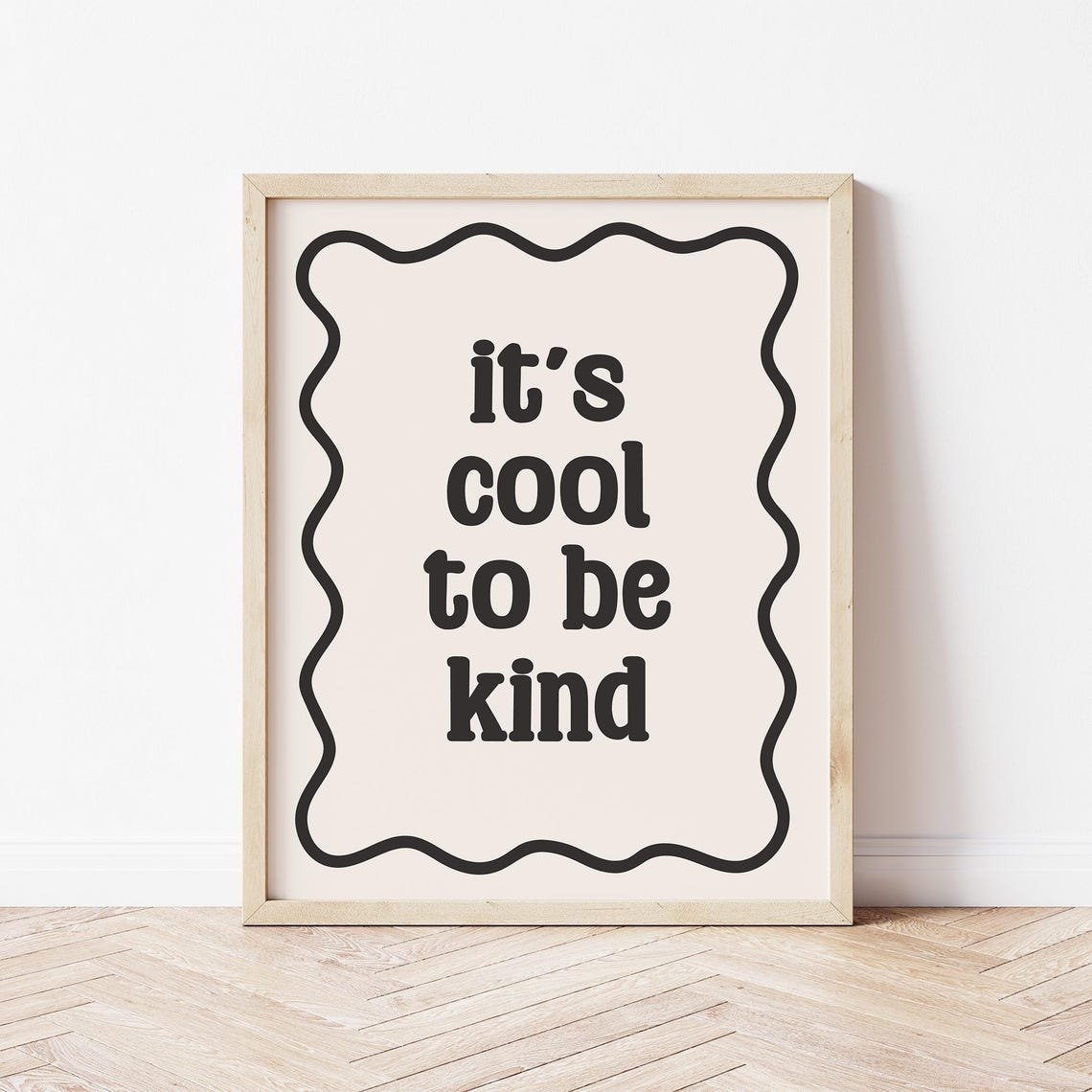 It Is Cool To Be Kind Retro Wavy Border Nursery Kindness Wall Art - Image 3