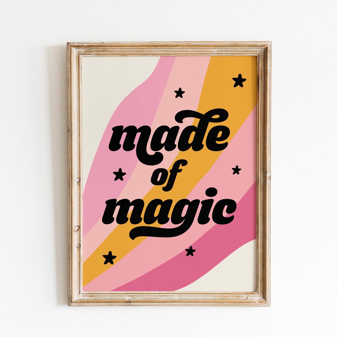 Made of Magic Retro Script on Wavy Pink and Orange Art Print - Image 2