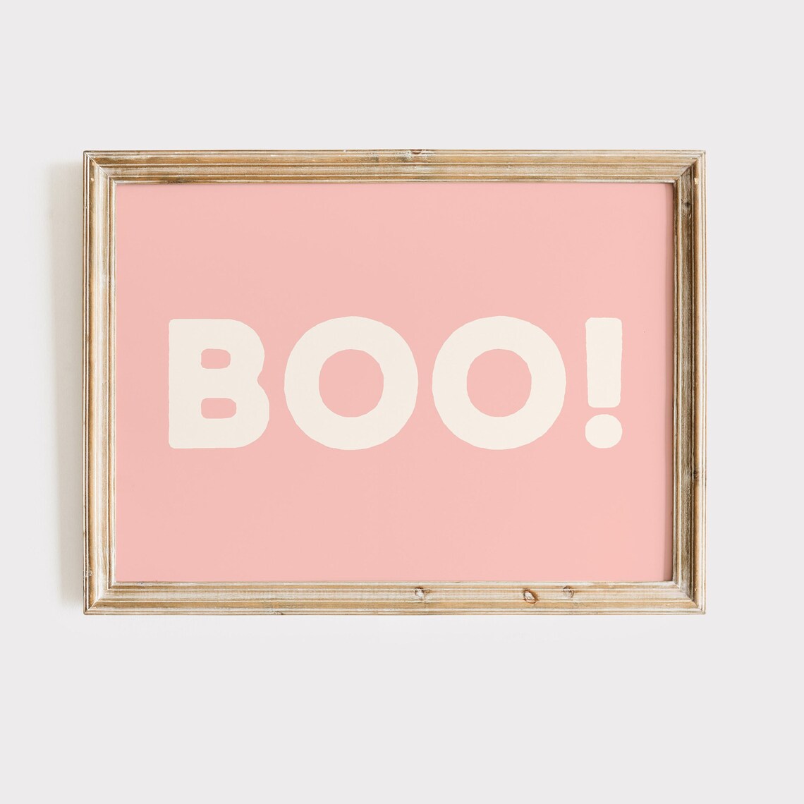 Boo Exclamation Bold Cream Lettering Pink Minimalist Halloween Art Poster - Image 2