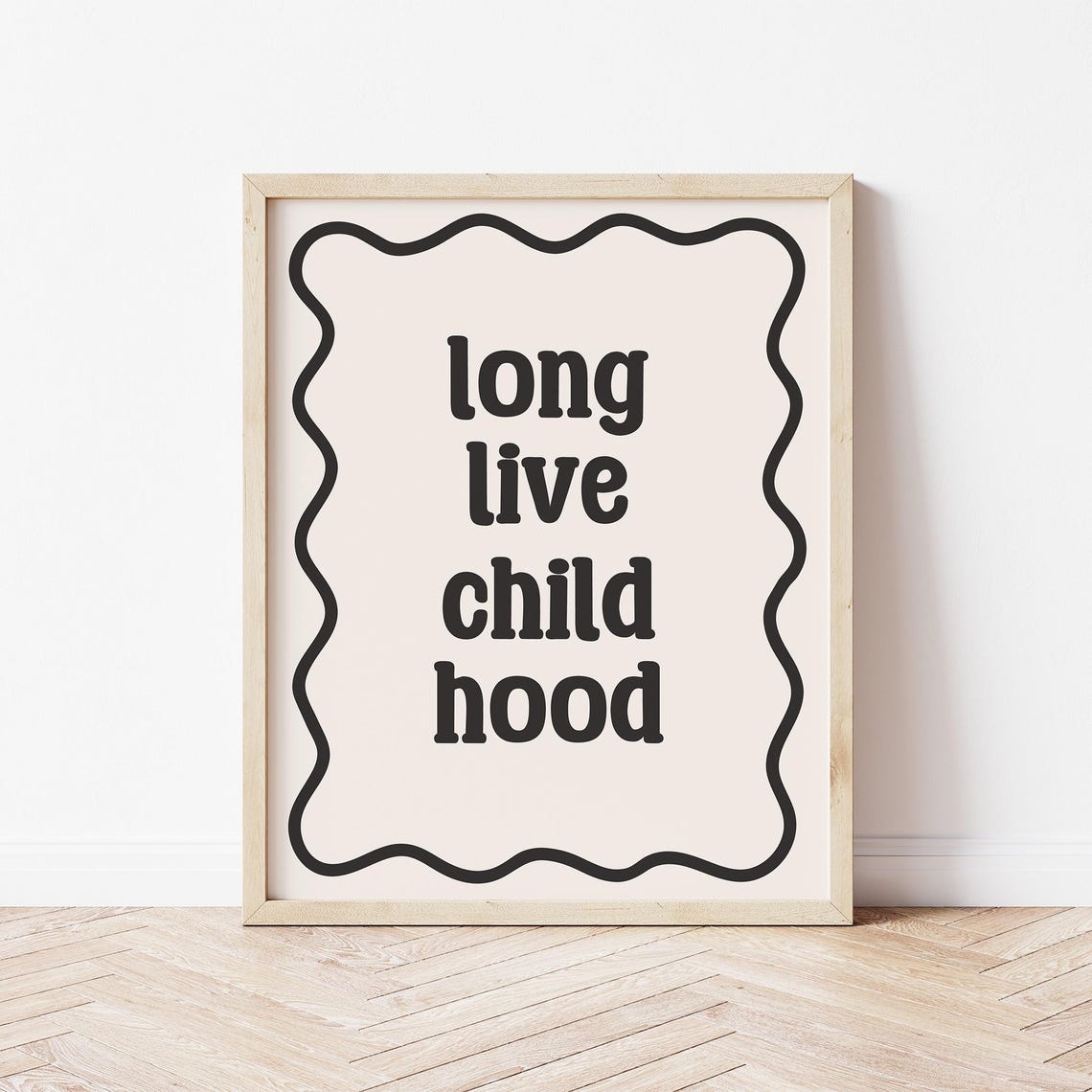 Long Live Childhood Retro Wavy Border Playroom Nursery Wall Art - Image 3