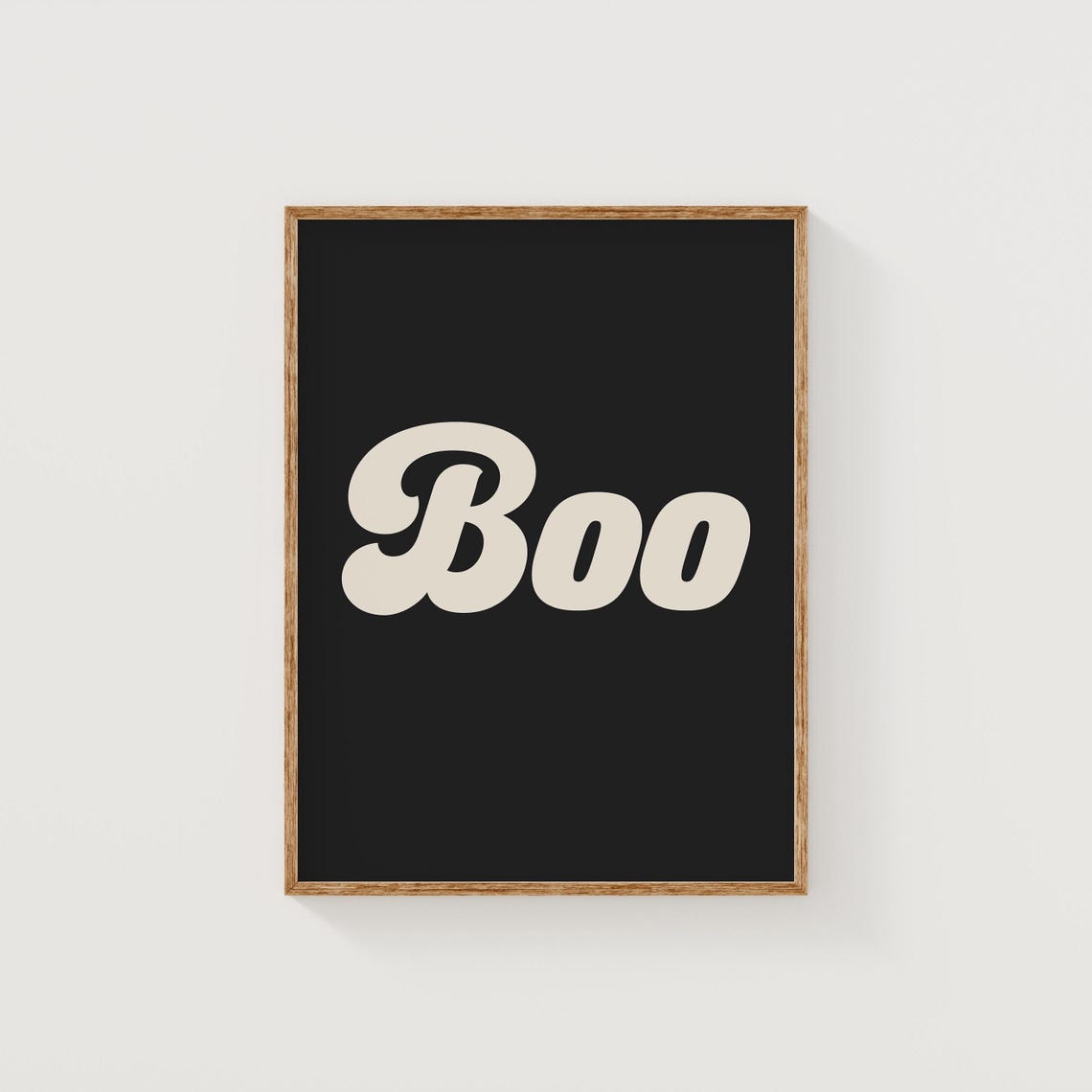 Boo Retro Script Black and Cream Ghostly Halloween Spooky Poster - Image 2
