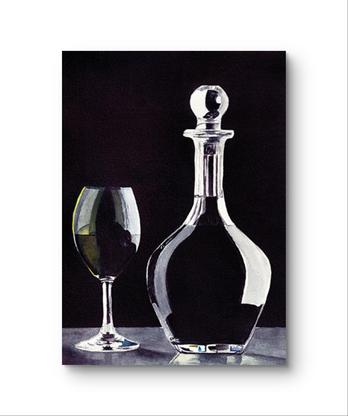 Elegant Monochrome Wine Decanter Still Life Black White Art Print