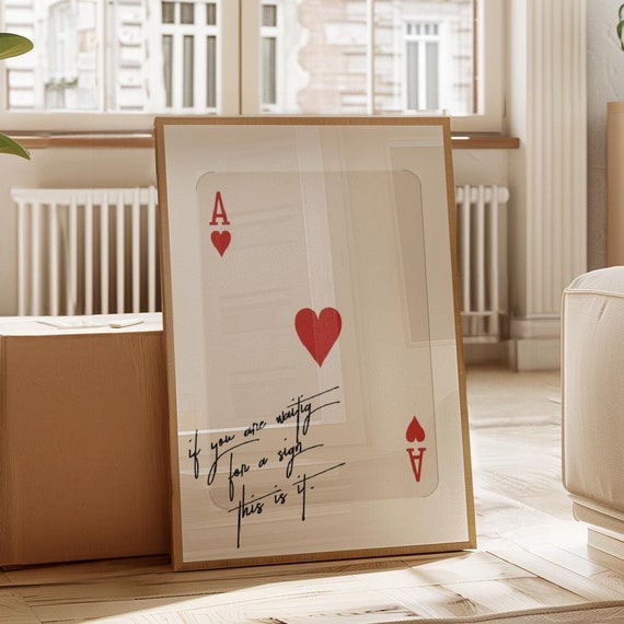 Trendy Ace Of Hearts Print Inspirational Poster Aesthetic Wall Art Retro Print Playing Card Poster Preppy Wall Art Y2k Poster Inspiring Art