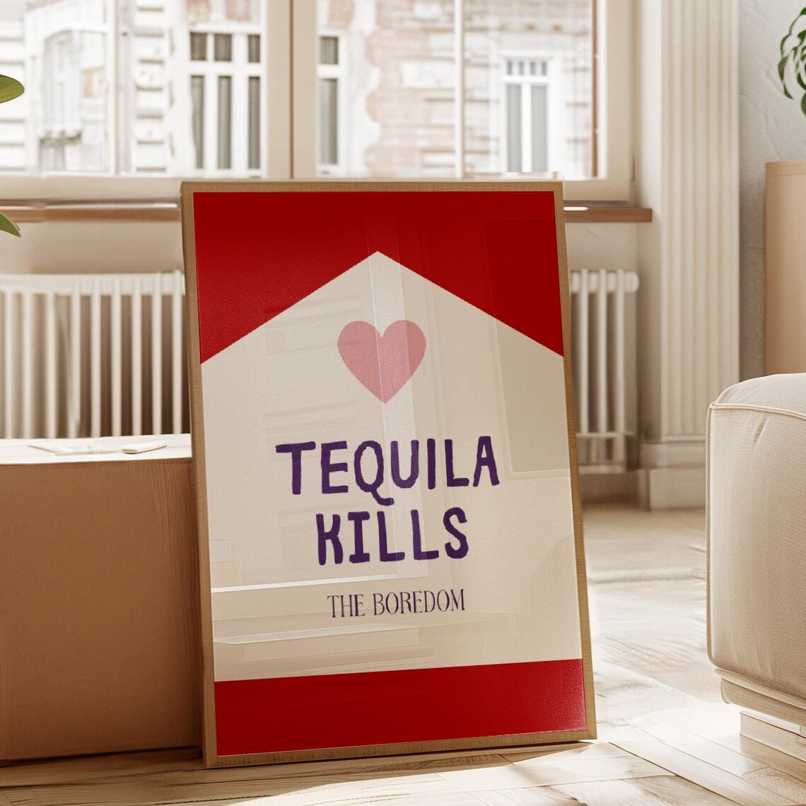 Tequila Kills the Boredom Funny Retro Liquor Quote Bar Poster - Image 3