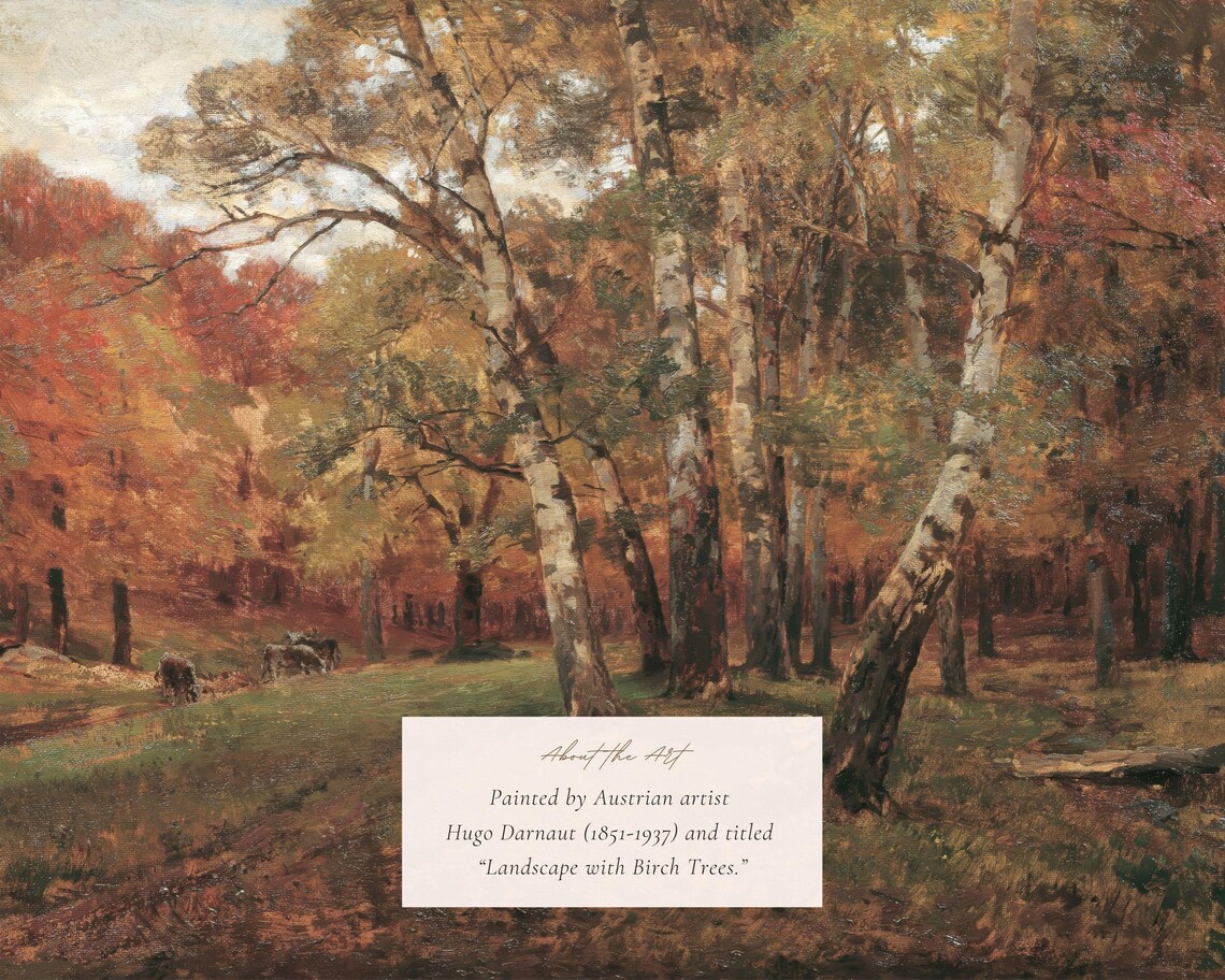Rustic Autumn Forest Landscape, Vintage Farmhouse Art Print - Image 2