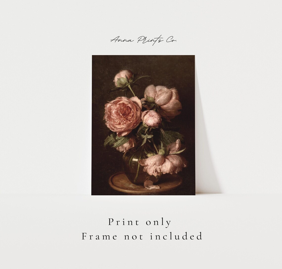Still Life With Peonies Vintage Floral Art Print - Image 3