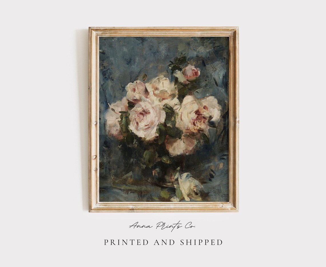 Antique Still Life With Roses, Victorian Art Print