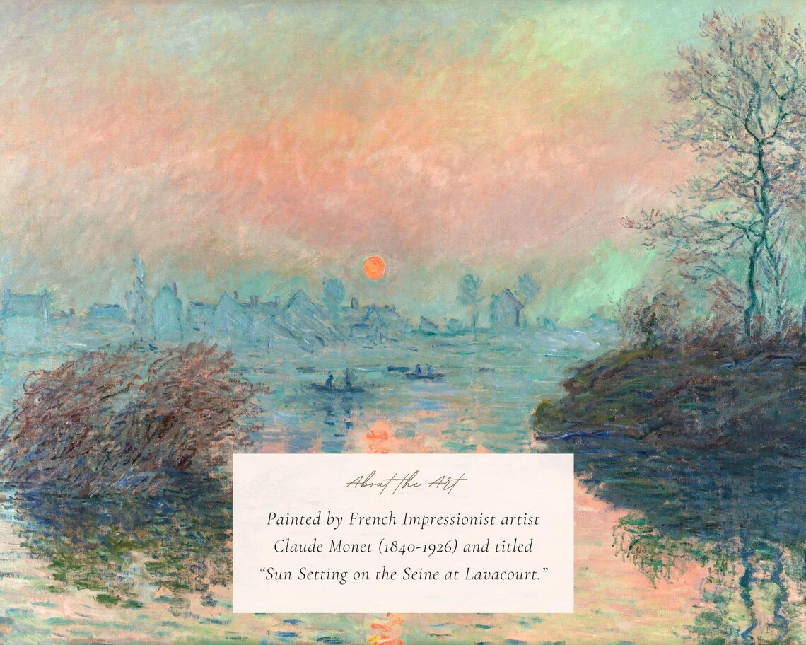 Claude Monet Sunset River Landscape Art Print - Image 2