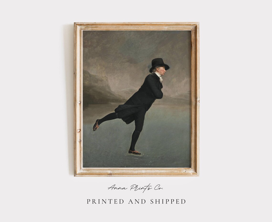 The Skating Minister Vintage Christmas Art Print