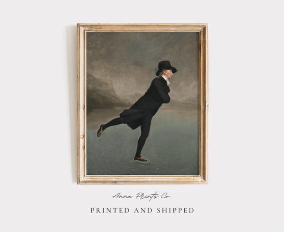 The Skating Minister Vintage Christmas Art Print