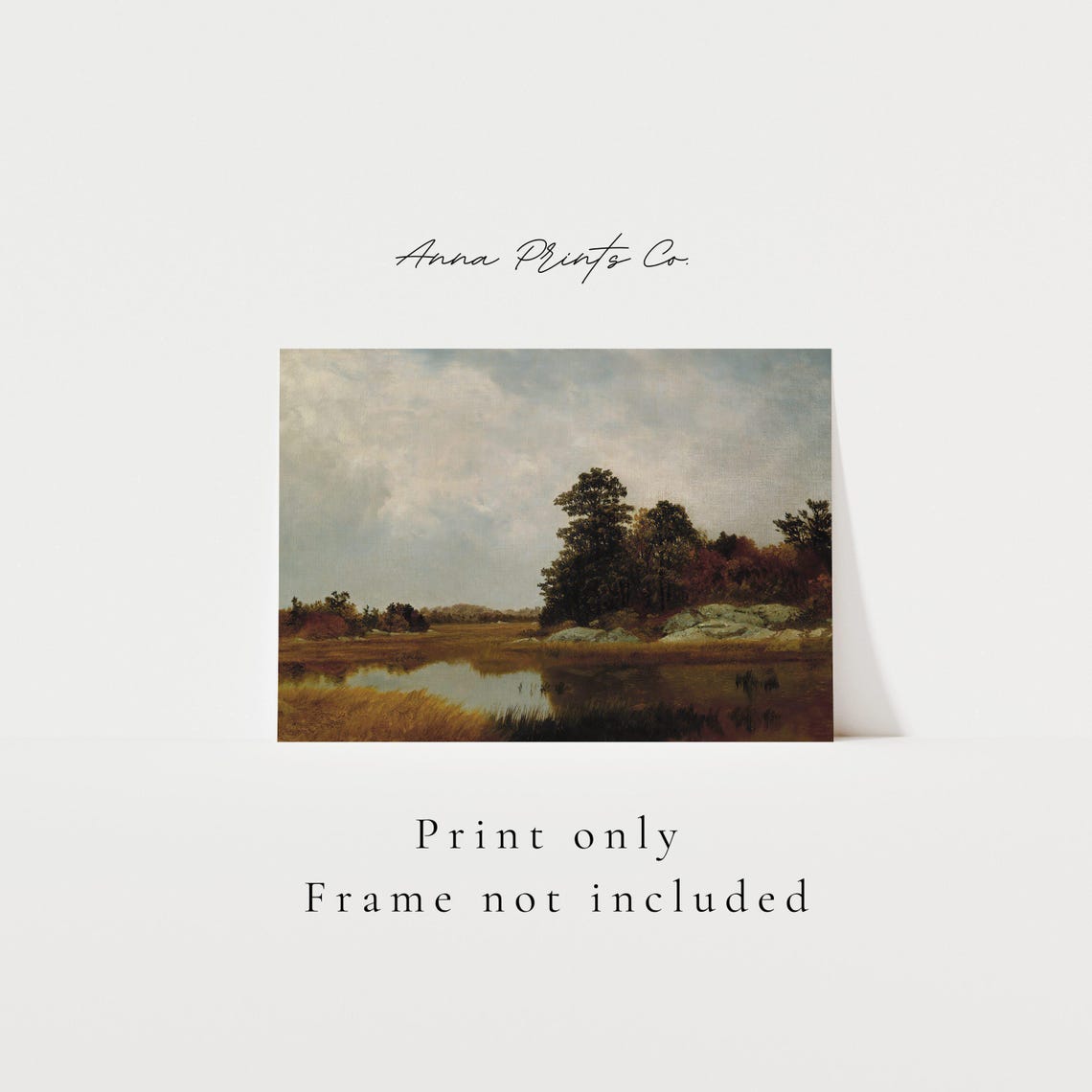 October Marshes Moody Fall Landscape Painting Print Antique Wall Art - Image 3