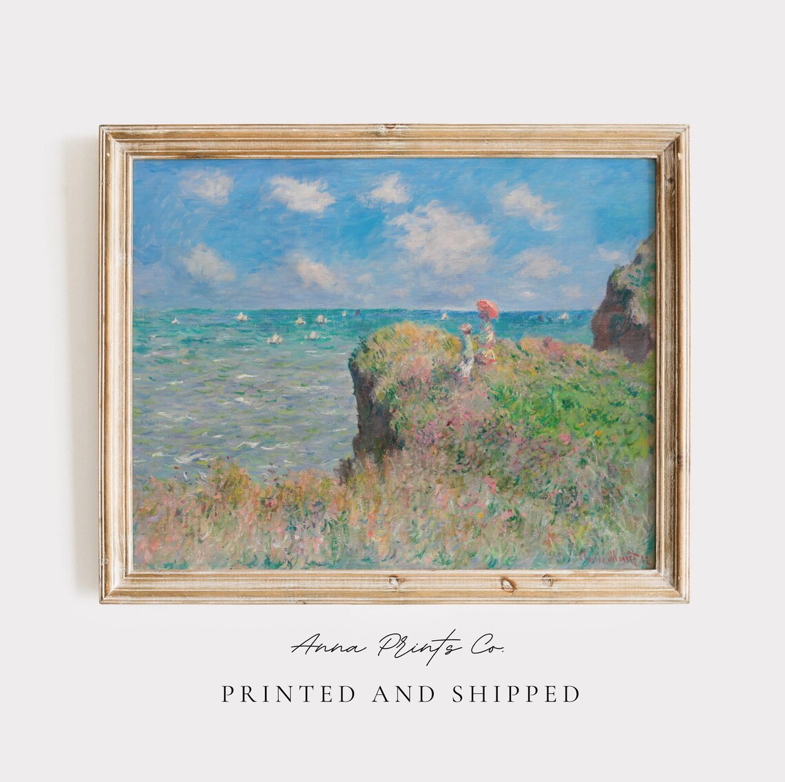 Claude Monet Cliff Walk at Pourville Vintage Art Print