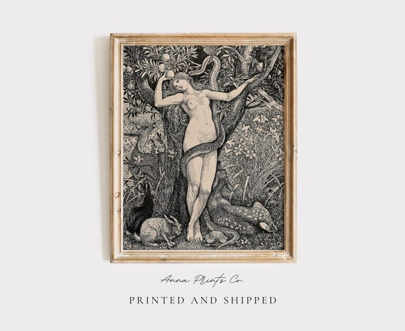 The Temptation of Eve, Gothic Vintage Art Print