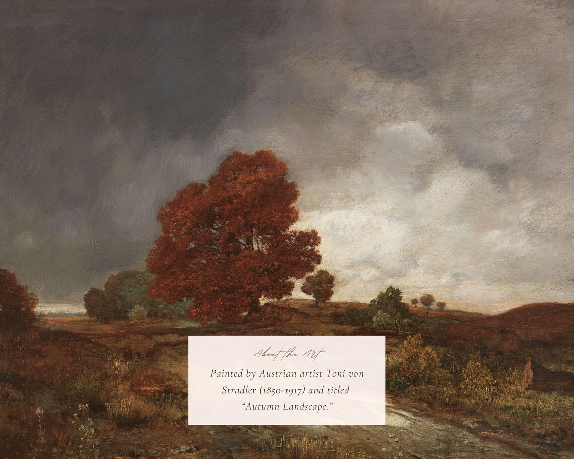 Antique Moody Autumn Landscape, Victorian Poster Print - Image 2
