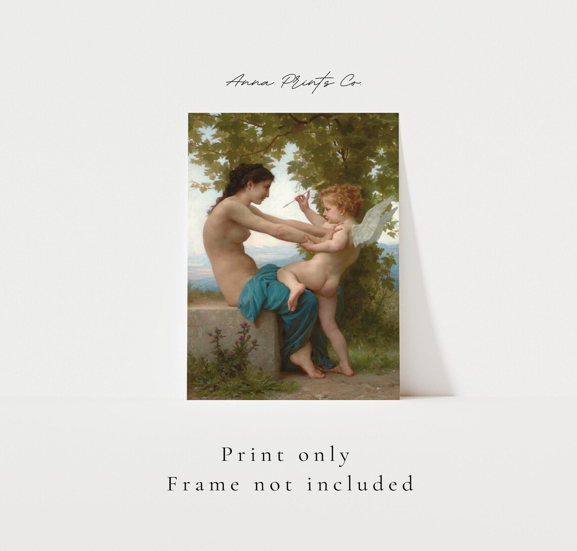 Bouguereau Young Girl Defending Herself Against Eros Classical Art Print - Image 3