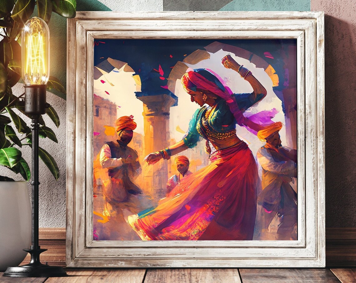Rajasthani Woman Dancing Art Print, South Asian