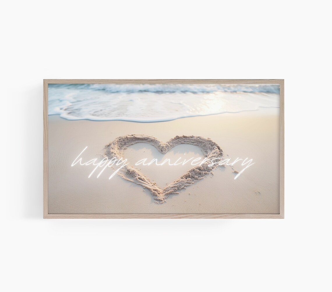 Happy Anniversary Beach Art Print, Customizable