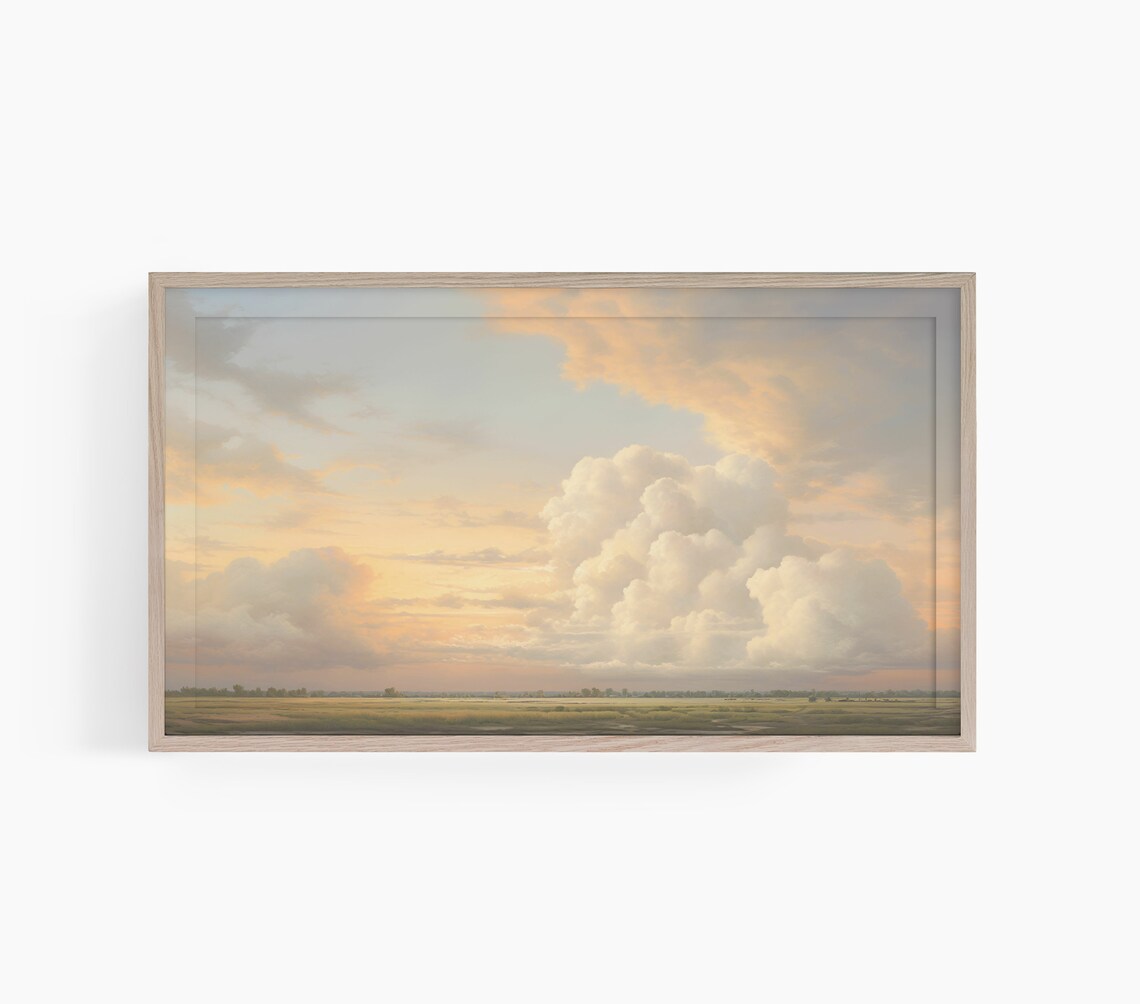 Country Sunset Dramatic Clouds Golden Open Field Landscape Poster