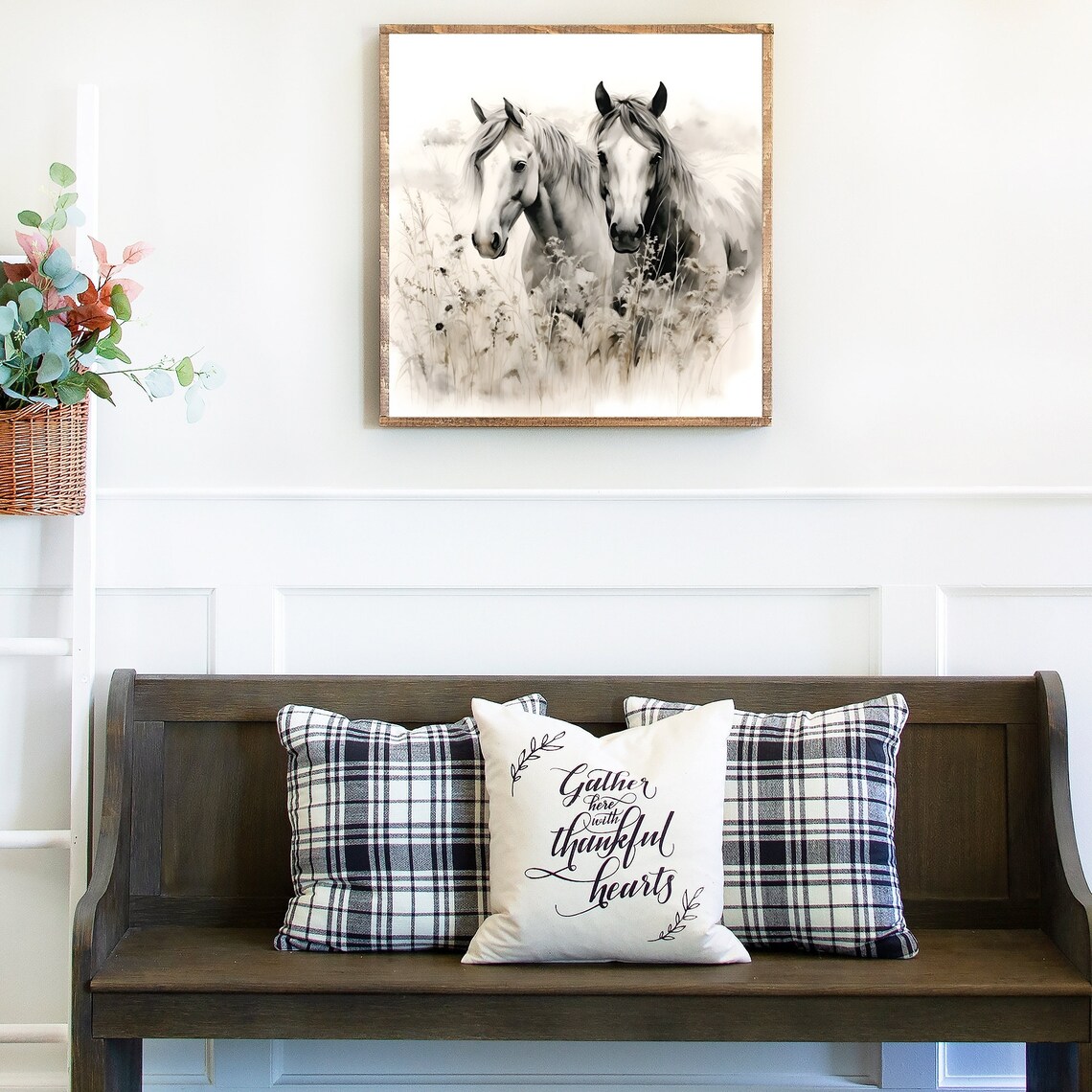 Wildflower Horses Art Print, Country Wall Art - Image 2