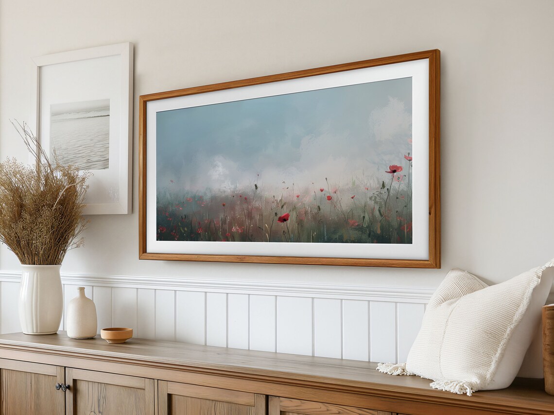 Wildflower Field Frame Tv Art Frame Tv Art Country Field Landscape Tv Art Muted Tones Frame Tv Flowers Wildflower Tv Art - Image 3