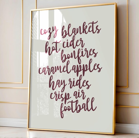 Fall Sayings Typography Print, Fall Decor