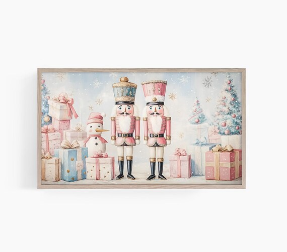 Nutcracker Christmas Art Print, Pastel Winter Decor