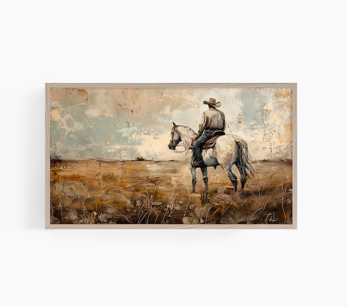 Cowboy Southwest Oil-Painting Style Art Print