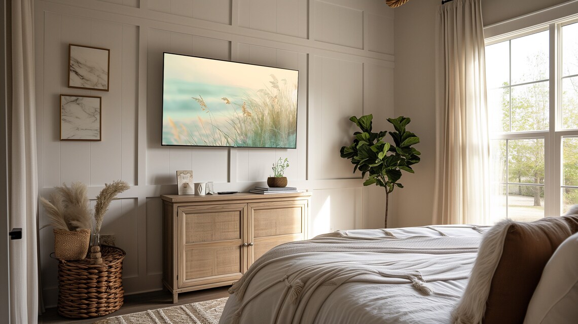 Sea Oats Dunes Soft Ocean Glow Golden Light Coastal Photo Poster - Image 3