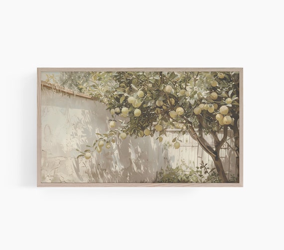 French Vineyard Frame Tv Art Lemon Tree Frame Tv Art Vintage Painting Frame Tv Art Neutral Frame Tv Art T659