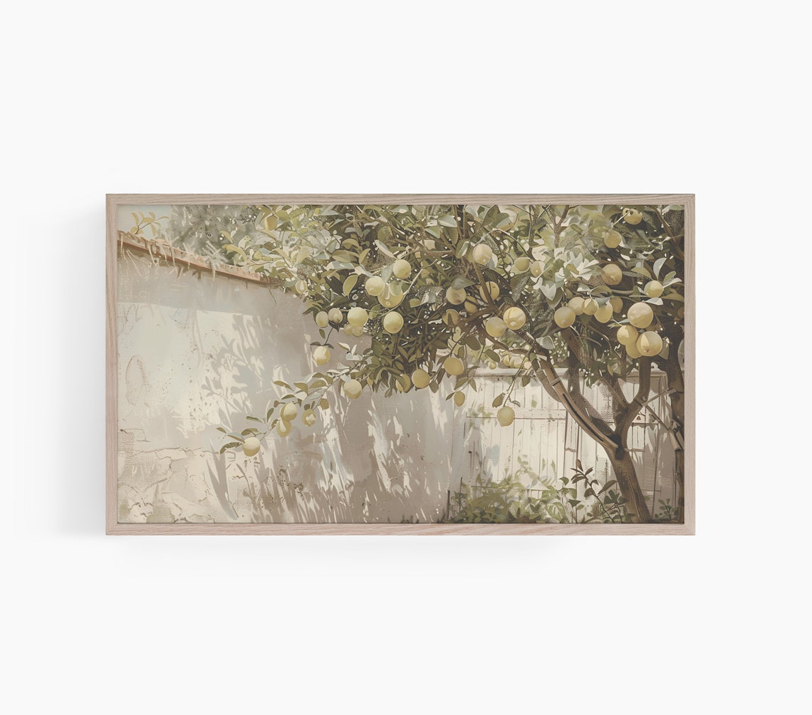 French Vineyard Frame Tv Art Lemon Tree Frame Tv Art Vintage Painting Frame Tv Art Neutral Frame Tv Art T659