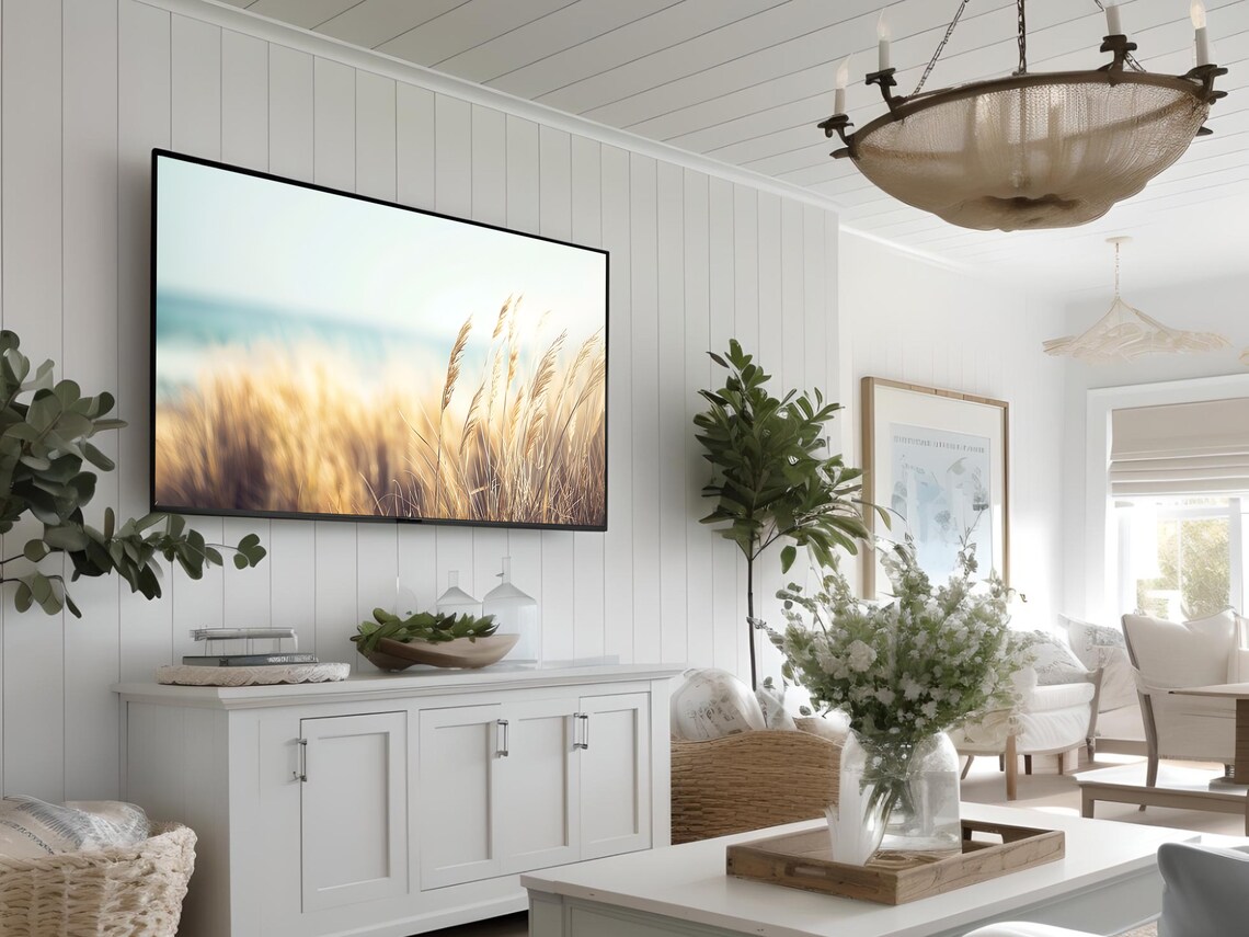 Golden Beach Grass Dunes Coastal Ocean Photography Art Poster - Image 2