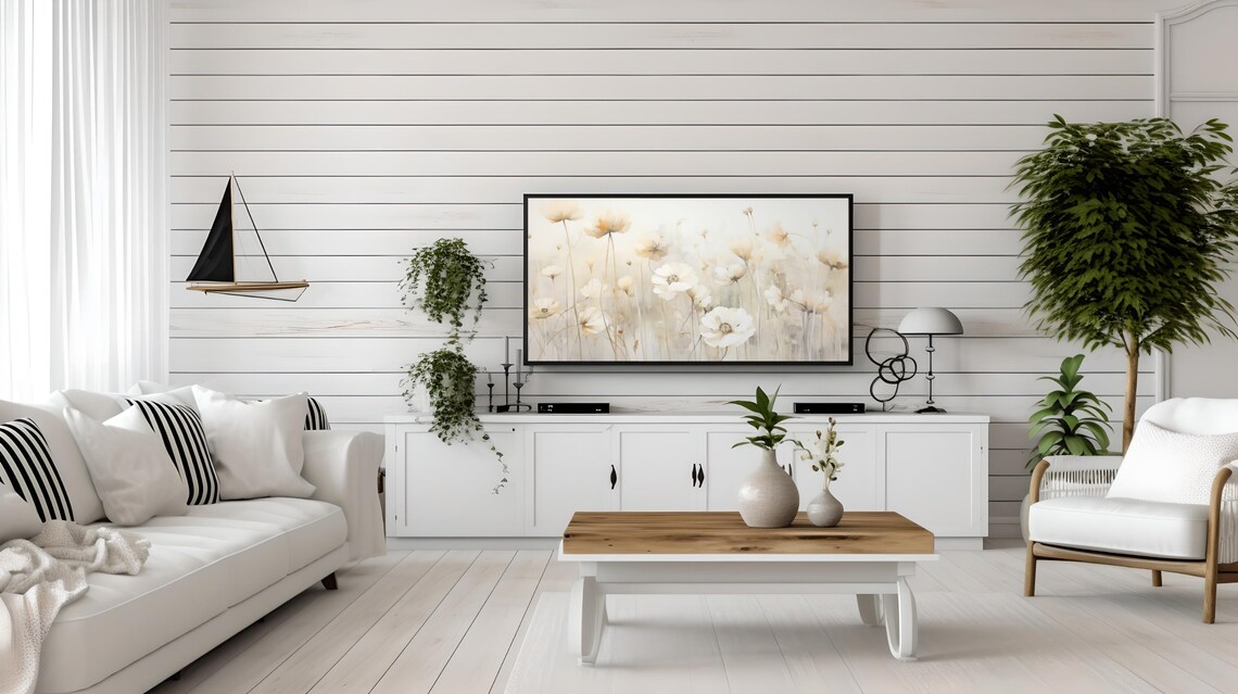 Warm Tone Wildflower Field Cream Blooms Soft Meadow Art Poster - Image 2