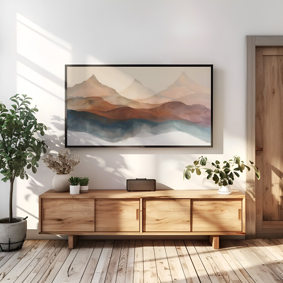 Earth Tone Mountain Ridges Watercolor Neutral Modern Landscape Poster - Image 3