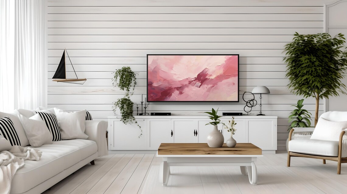 Blush Pink Abstract Impasto Modern Textured Decorative Painting Poster - Image 3