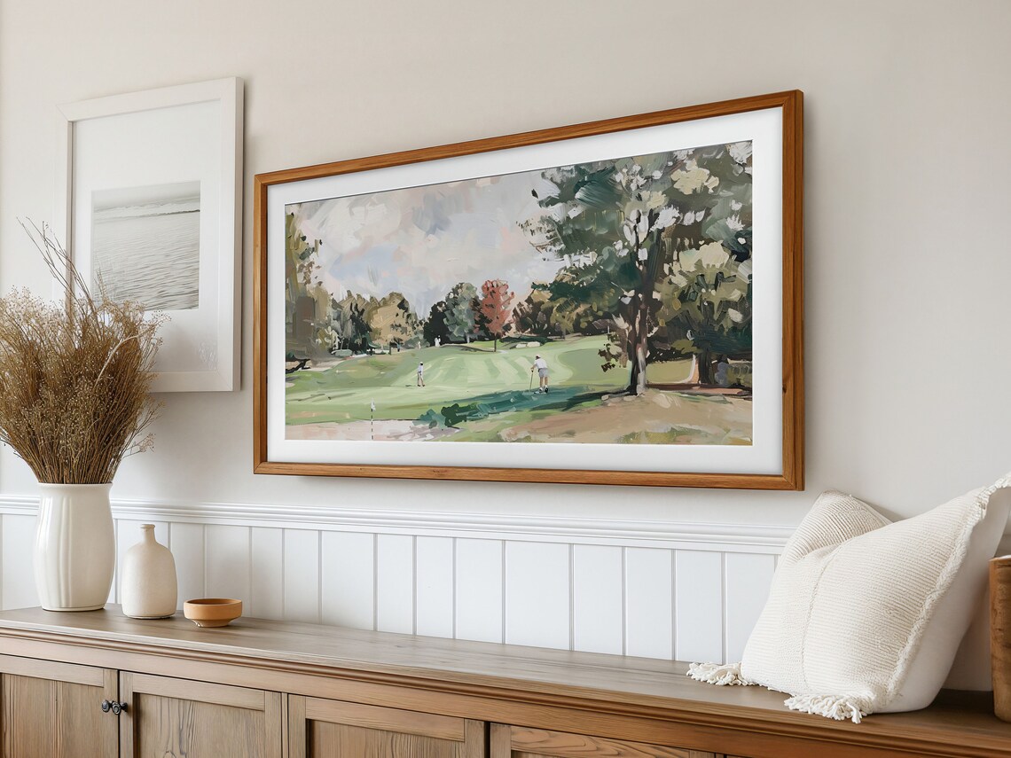 Impressionist Golf Course Golfers Green Painting Sport Wall Art - Image 3