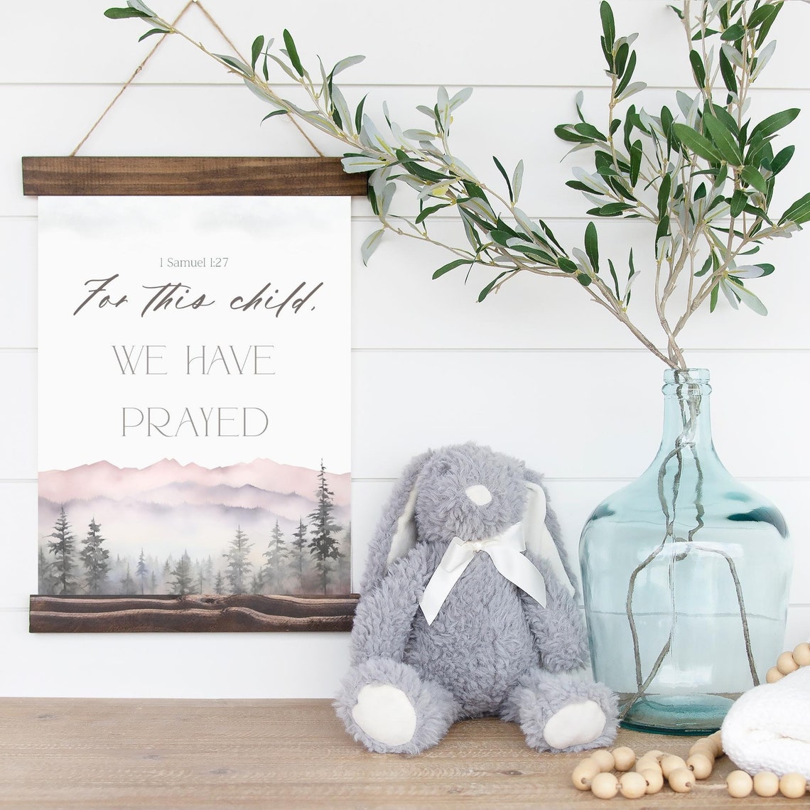 For This Child We Have Prayed Bible Verse Nursery Mountain Wall Art - Image 3