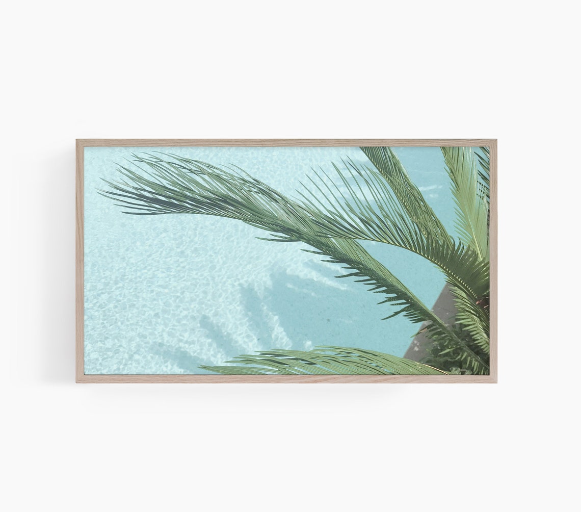 Palm Fronds Over a Sparkling Turquoise Swimming Pool Summer Poster