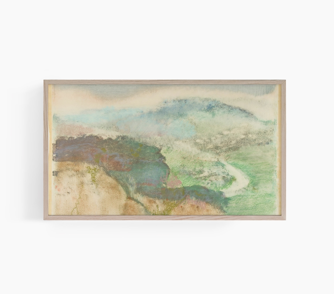 Soft Pastel Abstract Landscape Dreamy Green Wash Modern Art Poster