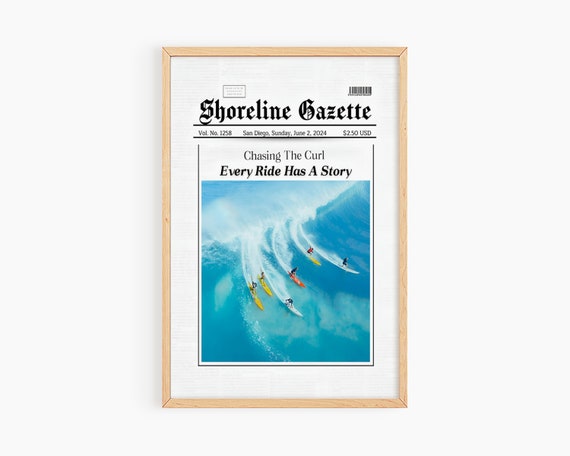 Coastal Cowgirl Print Magazine Cover Wall Art Preppy Coastal Art Surf Wall Art Trendy Surf Newspaper Wall Art S060