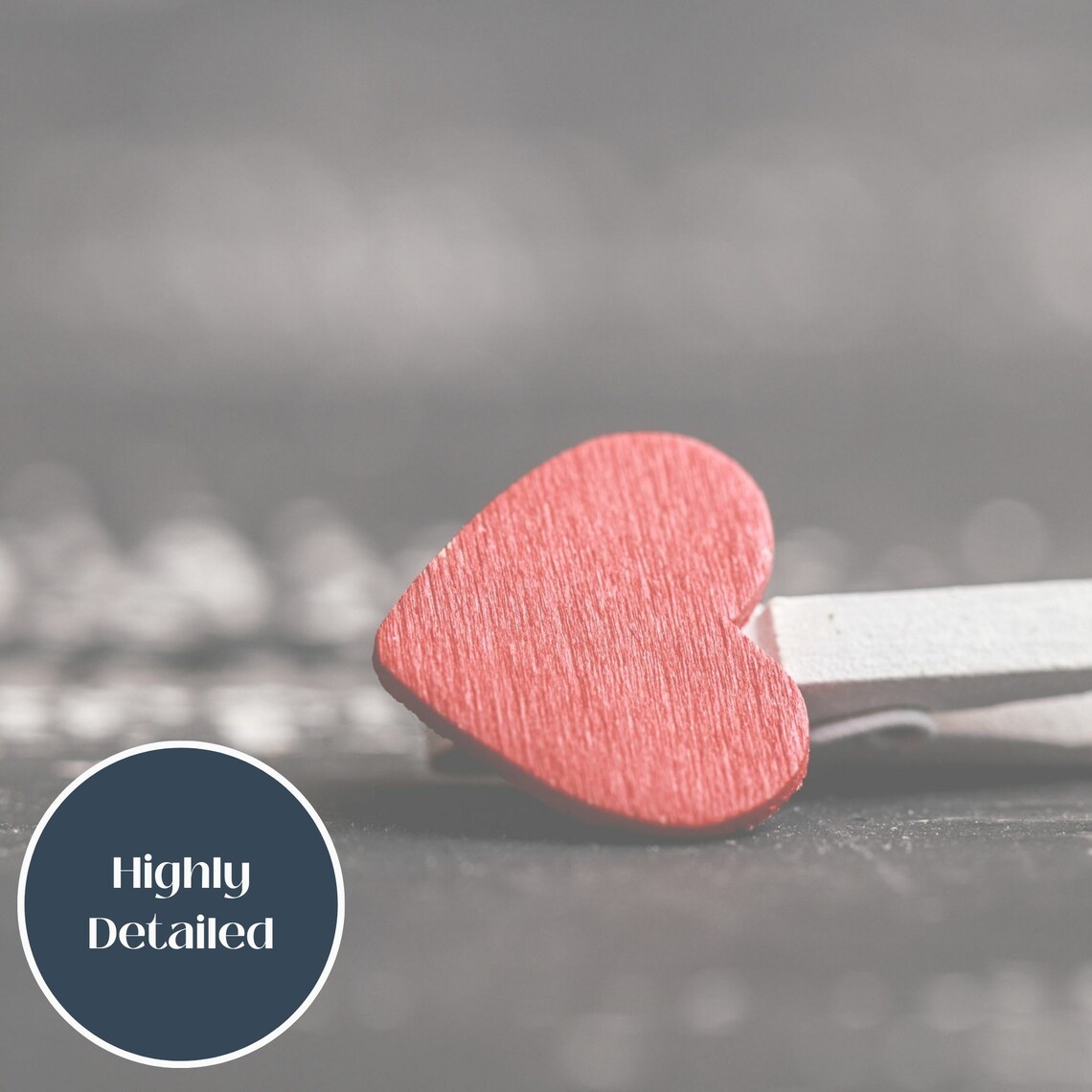 Red Heart Clothespin Black And White Photography Love Wall Art - Image 3