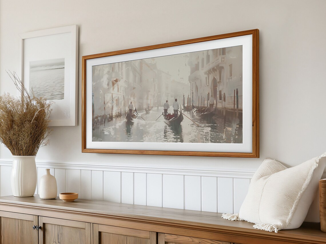 Venice Grand Canal Gondolas Misty Morning Light Italy Painting Poster - Image 3