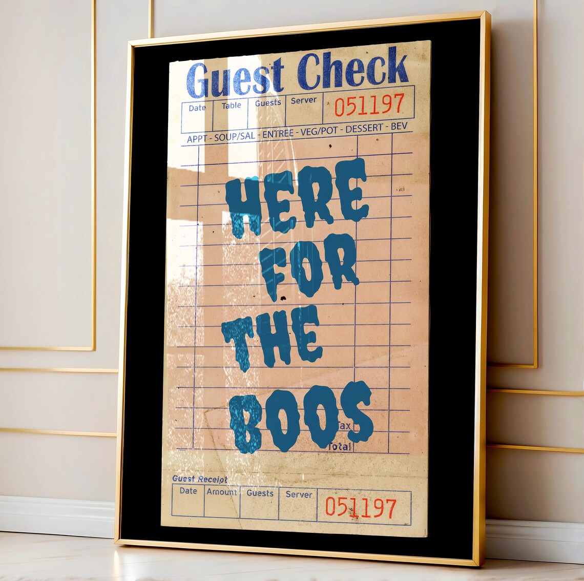 Here For The Boos Vintage Guest Check Funny Halloween Bar Cart Wall Art - Image 2