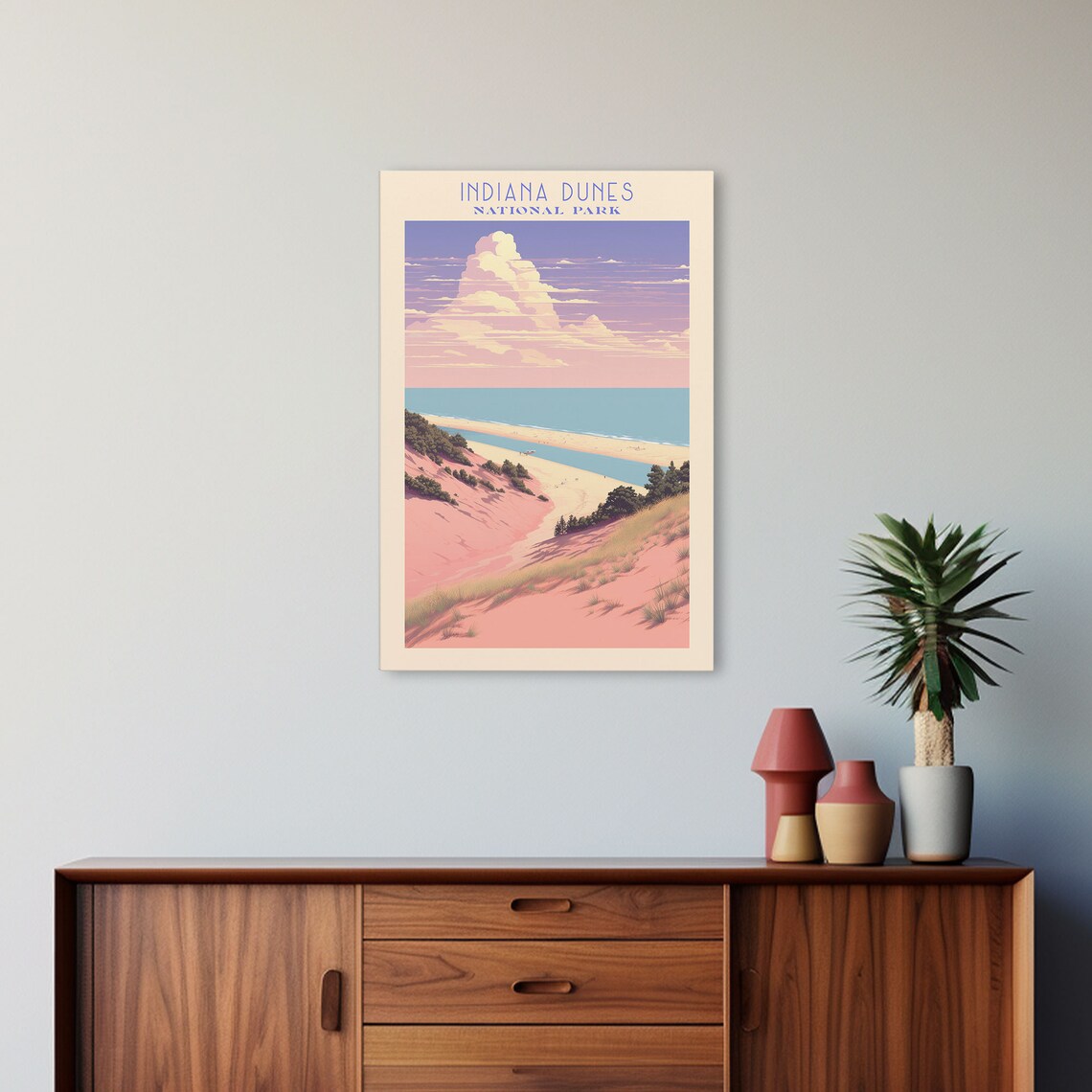 Indiana Dunes National Park Aerial Dune View Lake Travel Poster - Image 3