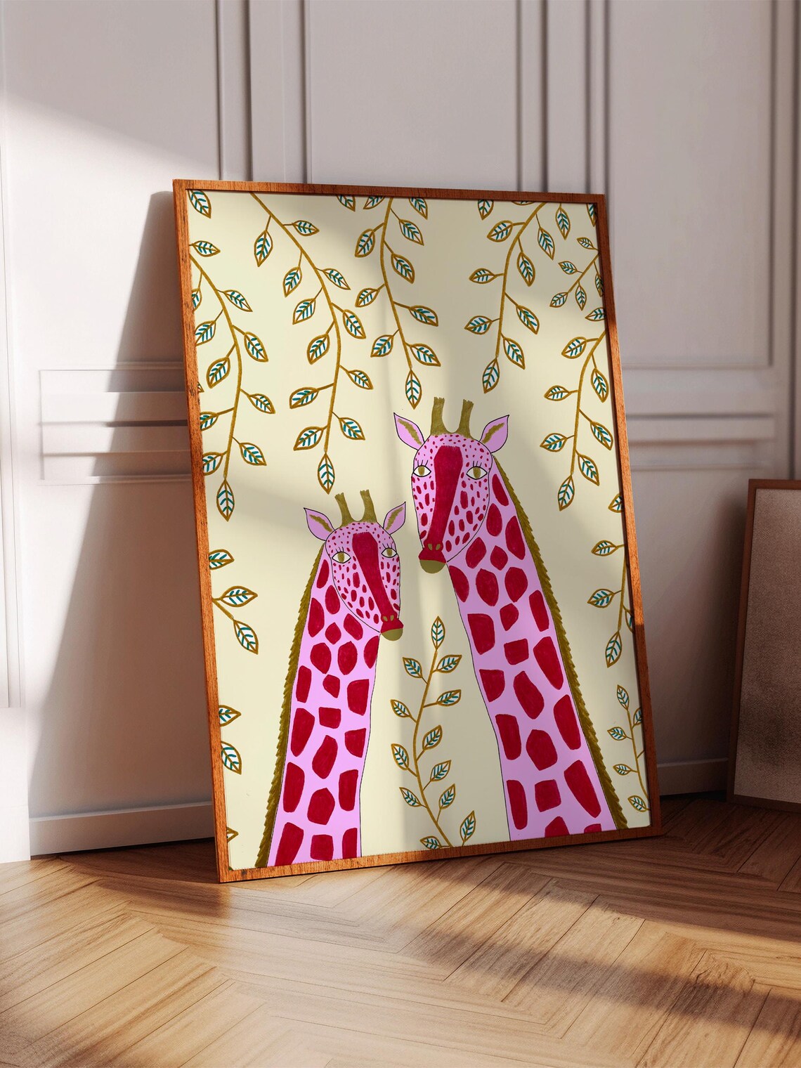 Pretty Giraffes Art Print, Nursery Wall Decor