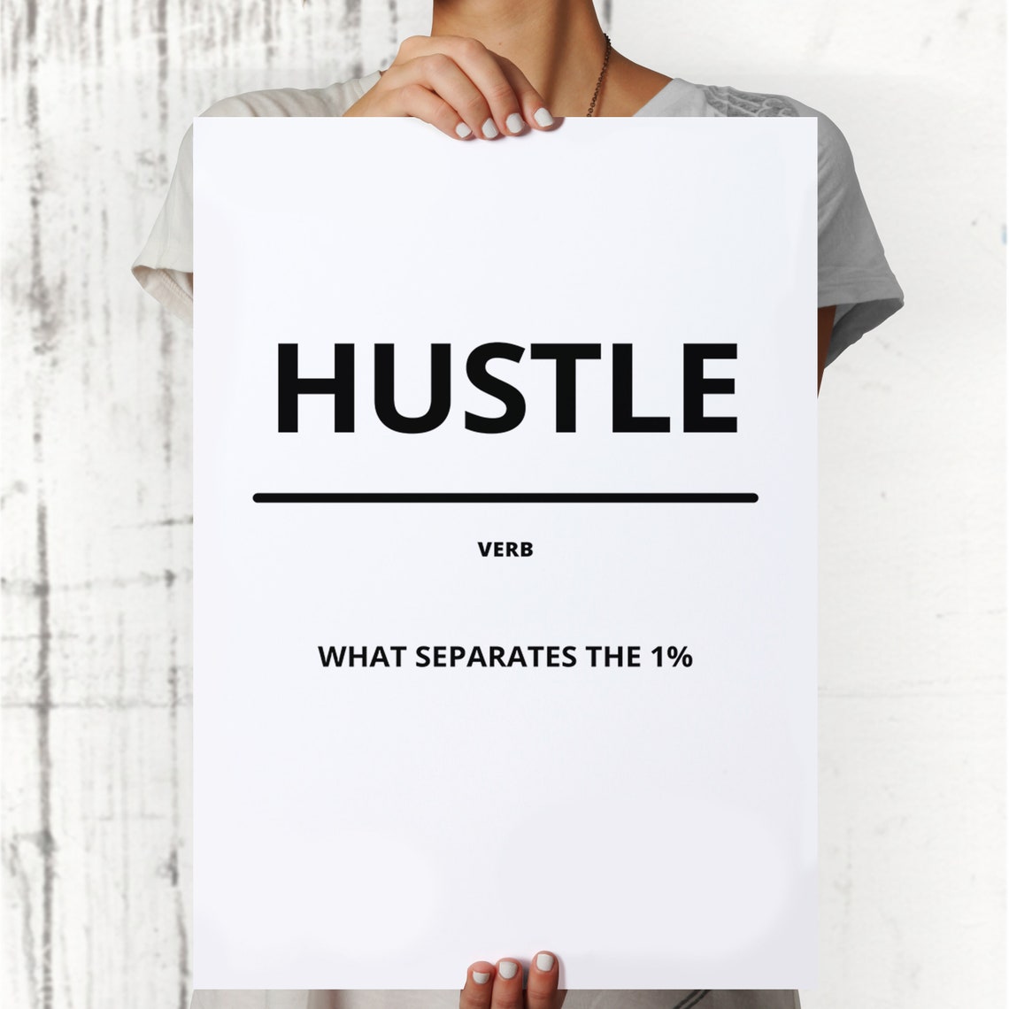 Hustle Definition Bold Black White Motivational Entrepreneur Poster - Image 3
